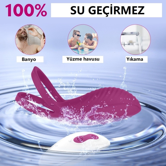 Trap 9 Modlu Titreşimli Kumandalı Çiftlere Özel Şarjlı Çiftli Penis Halkası