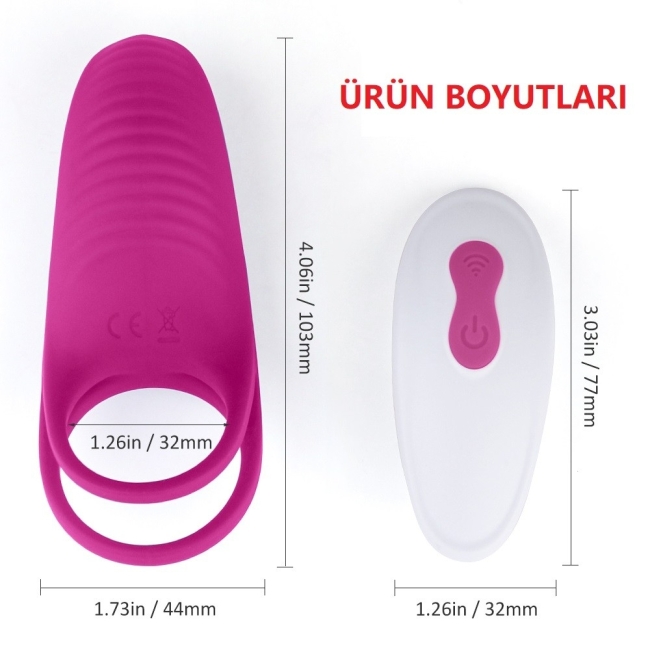 Trap 9 Modlu Titreşimli Kumandalı Çiftlere Özel Şarjlı Çiftli Penis Halkası