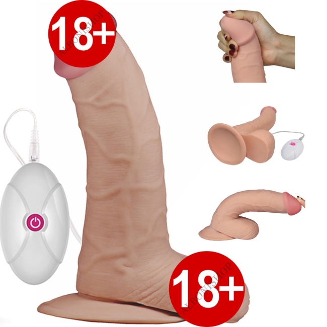 Ultra Yumuşak Özel Dokulu 21 Cm Titreşimli Realistik Penis