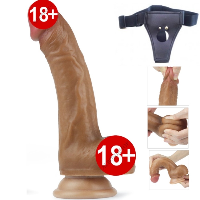 Ultra Yumuşak Silikon Özel Üretim 20 Cm Kemerli Penis