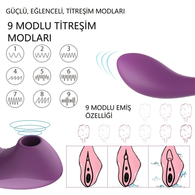 Wistaria 9 Modlu Titreşimli ve 9 Emiş Modlu G-Bölgesi Klitoris Vibratör