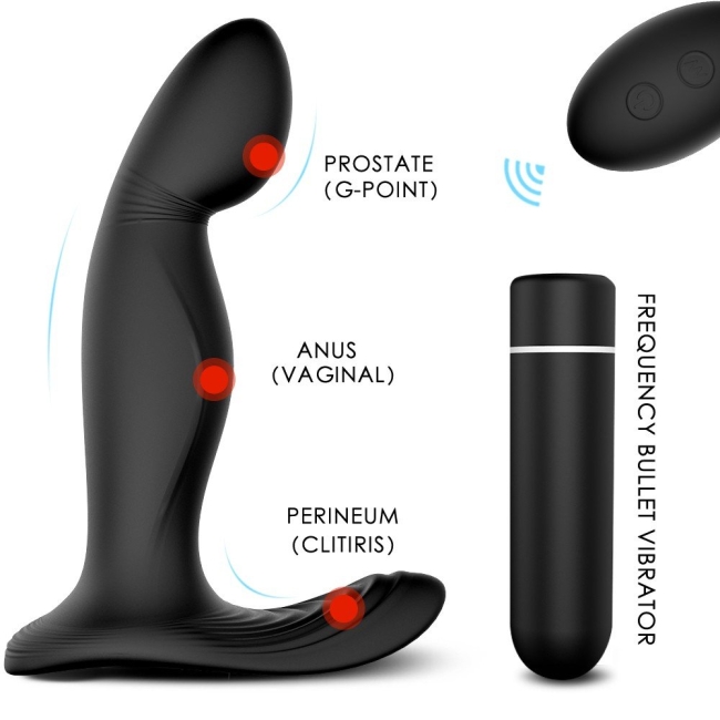Zeus-Rct 9 Modlu Titreşimli Anal Vajinal ve Klitoris Özel Kumandalı Şarjlı Vibratör
