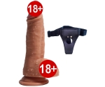 19 Cm Ekstra Yumuşak Çift Katmanlı Özel Silikon Dokuda Belden Bağlamalı Penis