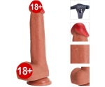 23 Cm Kumandalı Git Gel Darbeli Silikon Titreşimli Realistik Kemerli Penis