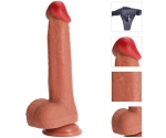 23 Cm Kumandalı Git Gel Darbeli Silikon Titreşimli Realistik Kemerli Penis