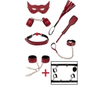 7 Parça Komple Deri Kırmızı Fetiş Seti + Yatak Bağlama Kelepçesi