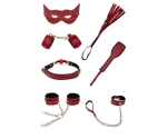 7 Parça Komple Deri Kırmızı Renk Fetiş Fantazi Seti