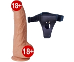 Berton Ultra Gerçekçi Çift Katmanlı 23 Cm Belden Bağlamalı Realistik Penis