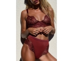 Bordo Şık Dantel Sütyen Külot Takım