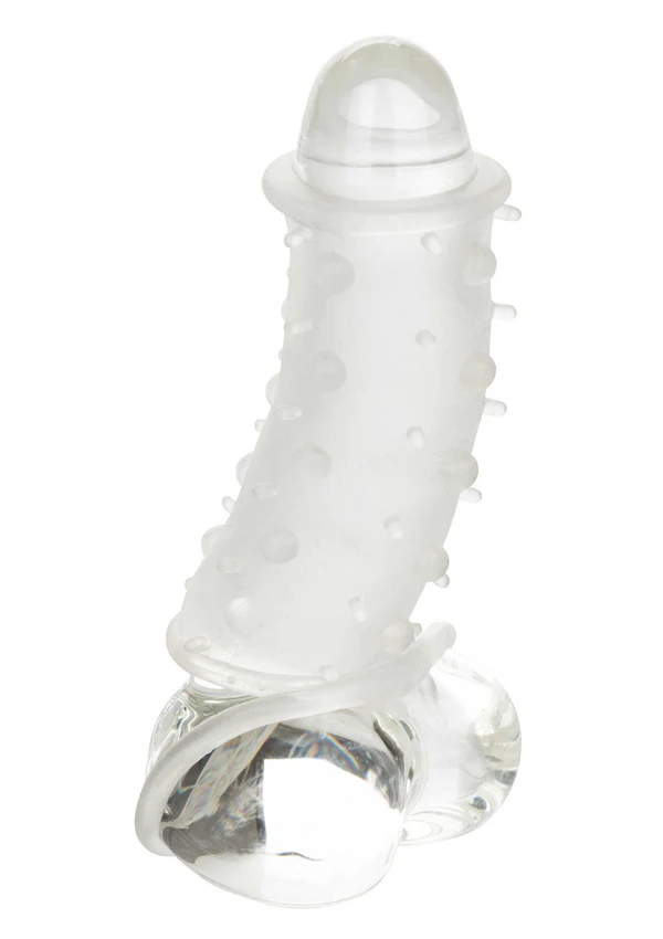 CalExotics Enhancer Silikon Testis Destekli Tırtıklı Penis Kılıfı