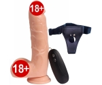 Dildo Series Adam 20 Cm Titreşimli 20 Modlu Belden Bağlamalı Realistik Penis