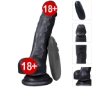 Dildo Series Adonis 17 Cm 10 Modlu Titreşimli Siyah Realistik Penis