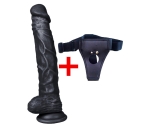 Dildo Series Knight 25 Cm Realistik Dev Belden Bağlamalı Zenci Penis	