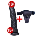 Dildo Series Knight 25 Cm Realistik Dev Belden Bağlamalı Zenci Penis	