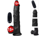 Dildo Series Siyah Hero 24 Cm 10 Modlu Titreşimli Realistik Penis