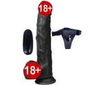 Dildo Series Siyah Hero 21 Cm 10 Modlu Titreşimli Strap On Realistik Penis 