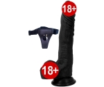 Dildo Series Yuan 21 Cm Belden Bağlamalı Siyah Realistik Penis