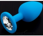 Dolce Piccante Lüks Silikon Mavi Plug Taşlı Model