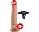 Double Layer Çift Katmanlı Ultra Yumuşak 18 Cm Kemerli Realistik Penis