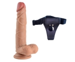 Double Layer Çift Katmanlı Ultra Yumuşak 18 Cm Kemerli Realistik Penis