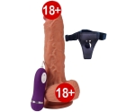 Dylan Ultra Yumuşak 22 Cm 10 Fonksiyonlu Titreşimli Kemerli Realistik Penis