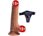 Ekstra Yumuşak Çift Katmanlı Özel Silikon Dokuda 18 Cm Kemerli Penis