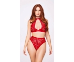 Fermuar Detaylı Kırmızı Sütyen Külot Takım