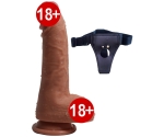 Hercules 22 cm Extra Gerçekçi Çift Katmanlı Belden Bağlamalı Penis