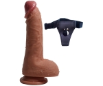Hercules 22 cm Extra Gerçekçi Çift Katmanlı Belden Bağlamalı Penis
