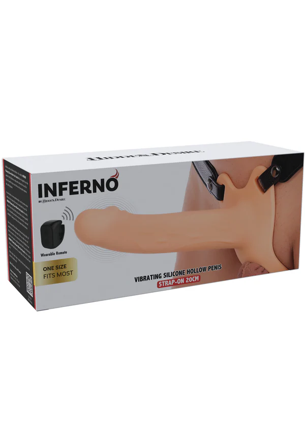 Inferno 20 Cm Titreşimli Belden Bağlamalı İçi Boş Realistik Penis