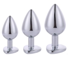 Kalp Desenli Taşlı 3 Farklı Boyutta Metal Anal Plug Seti