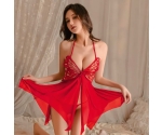 Kelebek Göğüs Detaylı Kırmızı Gecelik Kelebek Göğüs Detaylı Kırmızı Gecelik