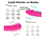 King 3 Kumandalı 9 Mod Titreşimli Çift Başlı Lezbiyen Penis Vibratör