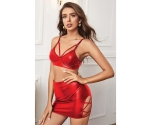 Kırmızı Etekli Deri Fantezi İç Giyim Kırmızı Etekli Deri Fantezi İç Giyim