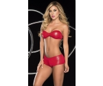 Kırmızı Deri Şık Sort Sütyen Takım