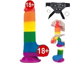 Lovetoy Prider Gökkuşağı Renkli 20 Cm Belden Bağlamalı Realistik Penis-410026
