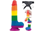 Lovetoy Prider Gökkuşağı Renkli 20 Cm Belden Bağlamalı Realistik Penis-410026