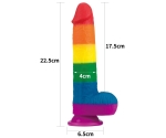 Lovetoy Prider Gökkuşağı Renkli Damarlı 23 Cm Realistik Kemerli Penis-410028