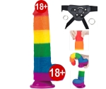 Lovetoy Prider Gökkuşağı Renkli Damarlı 23 Cm Realistik Kemerli Penis-410028