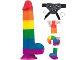 Lovetoy Prider Gökkuşağı Renkli Damarlı 23 Cm Realistik Kemerli Penis-410028