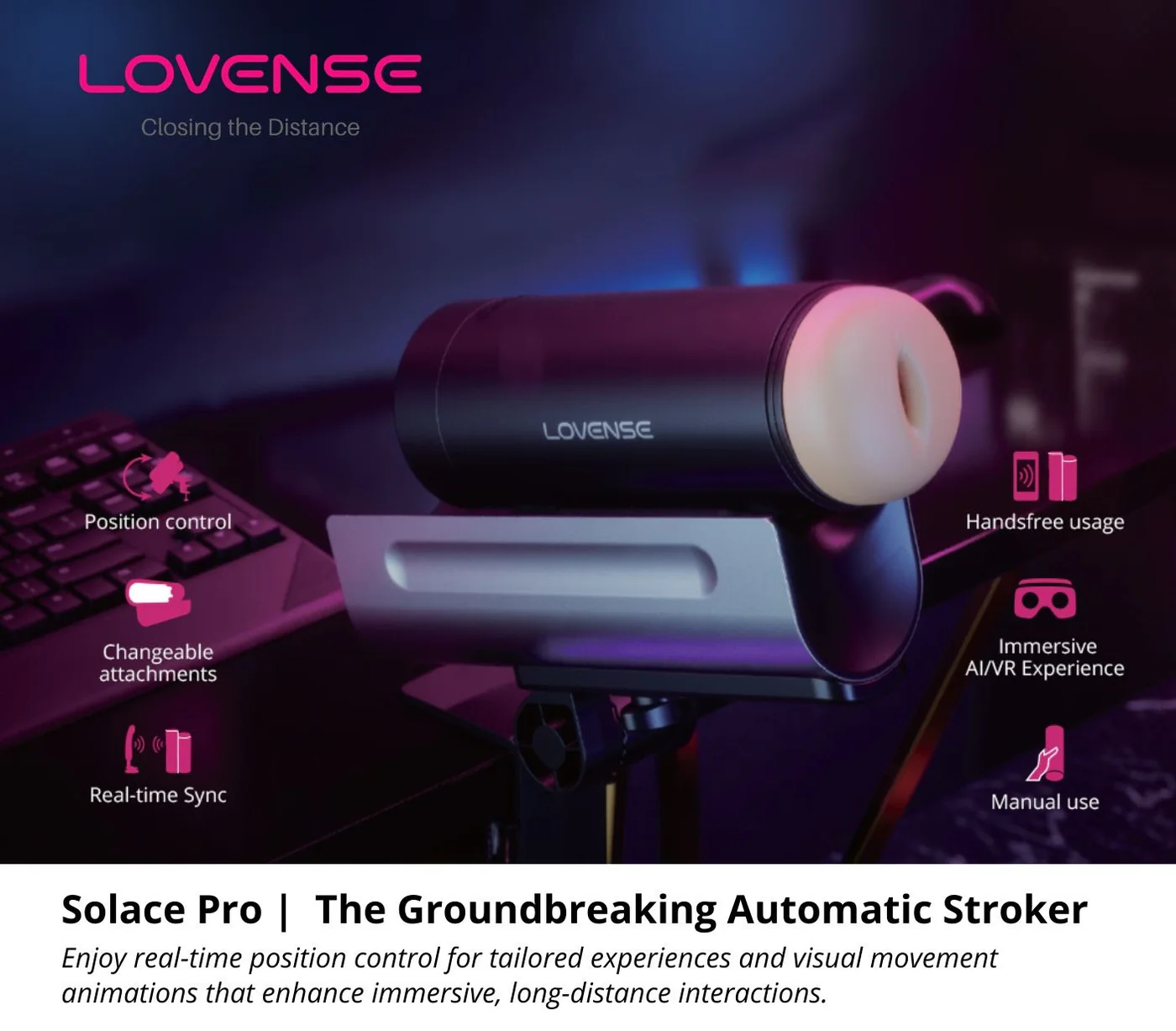 Lovense  App Kontrol Solace Pro Automatic Thrusting Masturbator Black
