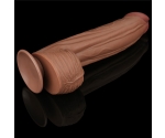 Lovetoy Brown King Size Hareketli Dış Yüzey Ultra Yumuşak 31 Cm Realistik Kemerli Penis