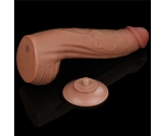 Lovetoy Brown King Size Hareketli Dış Yüzey Ultra Yumuşak 31 Cm Realistik Kemerli Penis