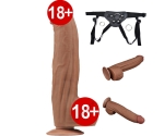 Lovetoy Brown King Size Hareketli Dış Yüzey Ultra Yumuşak 31 Cm Realistik Kemerli Penis