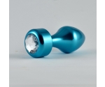 Lovetoy Mavi Metal Beyaz Taşlı Anal Plug 8 Cm