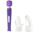Magic Wand 20 Hızlı Şarjlı Mor Masaj ve Orgazm Vibratör + 2 Başlık 