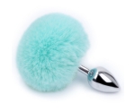 Mavi Ponpon Bunny Gümüş Renk Metal Anal Plug