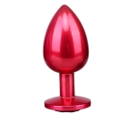 Metal Kırmızı Renk Beyaz Taşlı Küçük Anal Plug