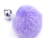 Mor Ponpon Bunny Gümüş Renk Metal Anal Plug