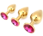 Mücevher Renk Taşlı 3 Farklı Boyutta Anal Plug Seti